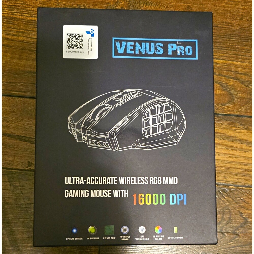 UtechSmart VENUS Pro Wireless/Wired Gaming Mouse 16000 DPI 16Btn RGB Black